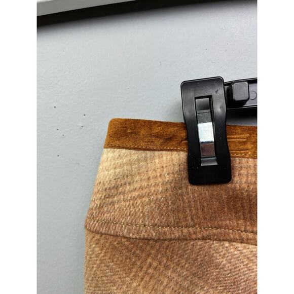 Kenneth Cole Plaid Mini Skirt Womens Size 8 Tan Plaid Belted Side Zip Lined - Picture 5 of 8